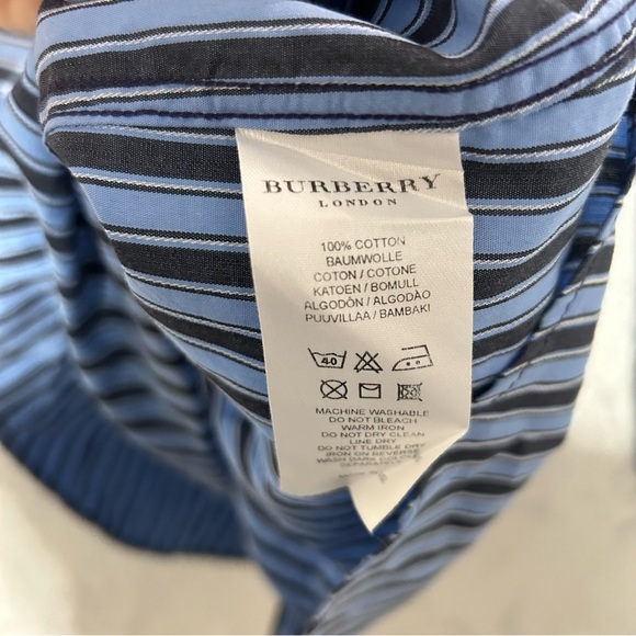 Burberry London Shirt Mens Large 16 Button Down Blue Stripe - Picture 8 of 9